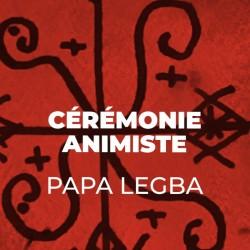 Cérémonie Papa Legba en rouge et noir rituel de magie animiste