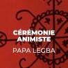 Cérémonie Papa Legba en rouge et noir rituel de magie animiste