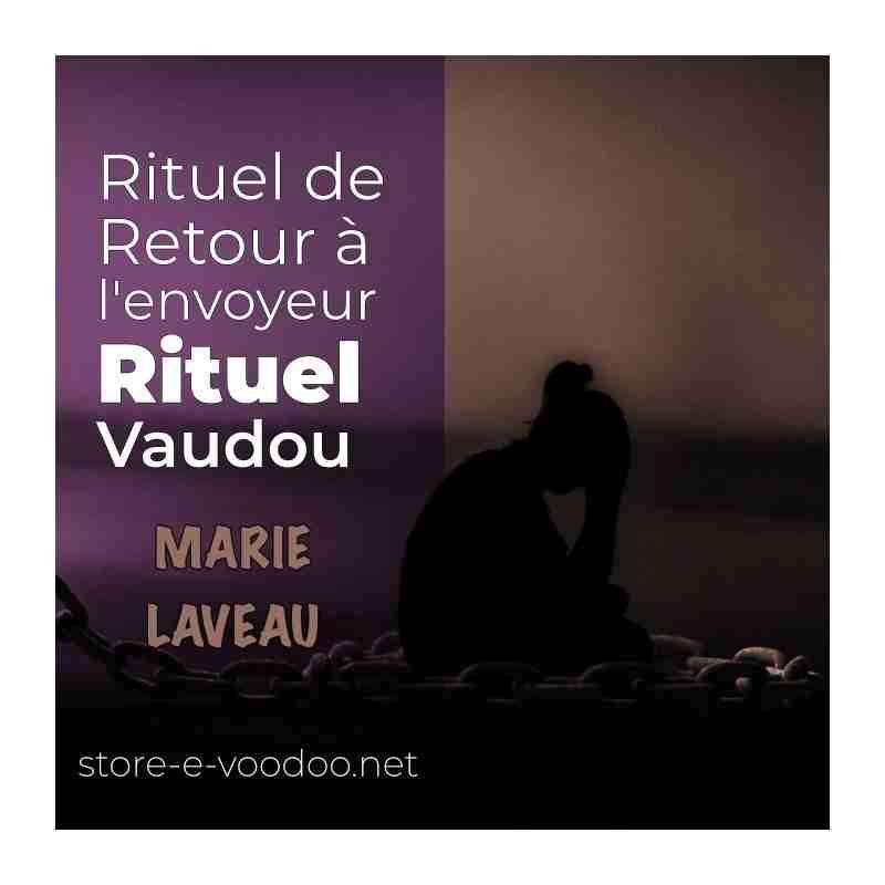 image bi chromatique de retour à l'envoyeur rituel vaudou de Marie Laveau qui envoie un boomrang