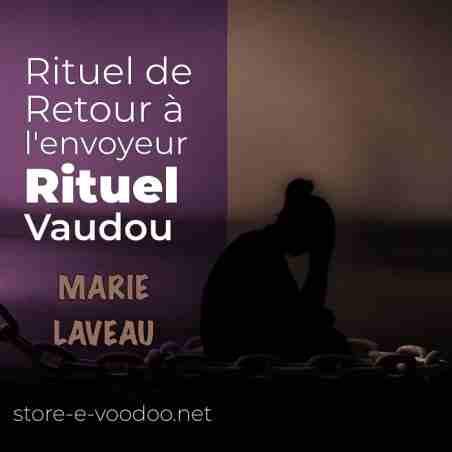 image bi chromatique de retour à l'envoyeur rituel vaudou de Marie Laveau qui envoie un boomrang