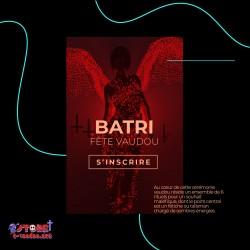 rituel batri de fête vaudou une diablesse qui flotte dans l'air avec des ailes d'enfer rouge sang et des crucifix à l'envers
