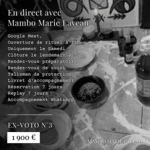 Ex-voto · numéro 3 Haut Astral · vaudou · vodou · Lwa · Mambo Marie Laveau · Mariage vaudou ·